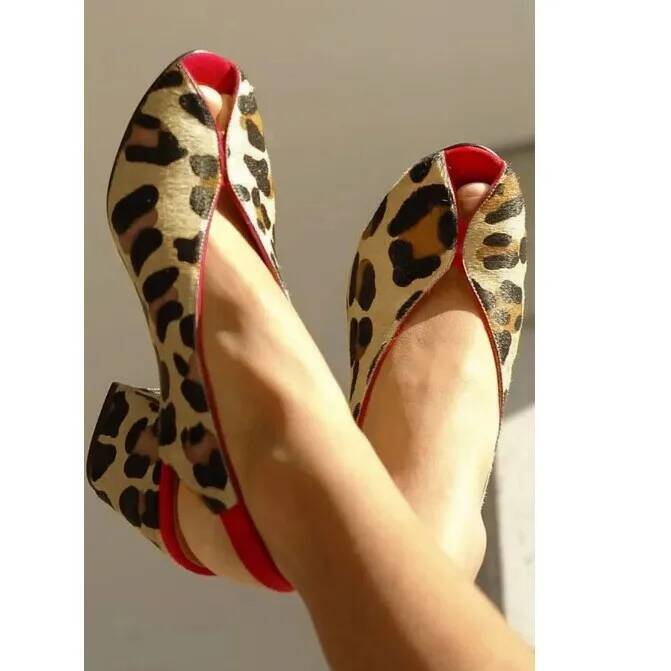 Shoes Heels Men - Sandálias Femininas Peep Toe com Estampa