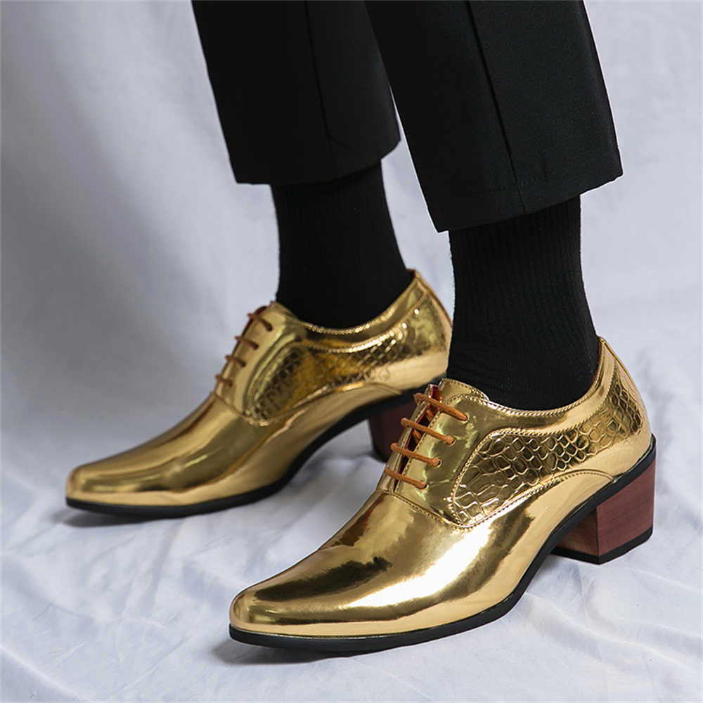 Shoes Heels Men - Vestido tênis saltos dos homens marrom