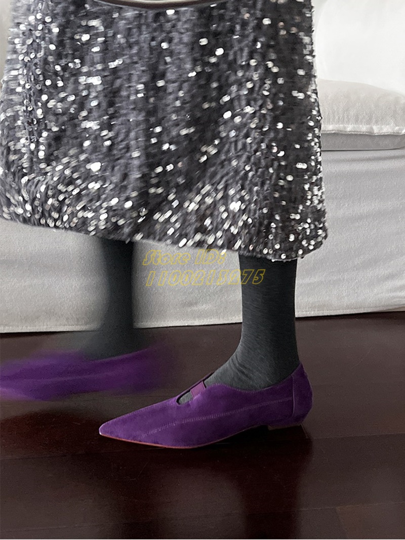 Camurça roxa bombas de dedo do - Dress Shoe Pointed avaliação e preço