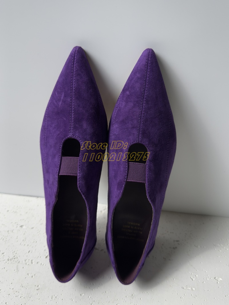 Camurça roxa bombas de dedo do - Dress Shoe Pointed avaliação e preço
