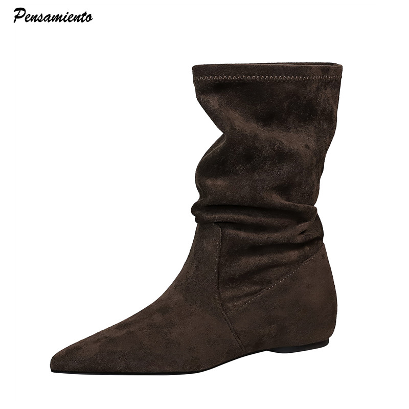 Moda plissada designer falso c - Chelsea Boots Suede avaliação e preço
