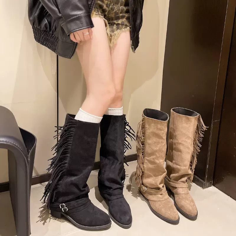 Mulheres joelho-botas altas bo - Chelsea Boots Suede avaliação e preço